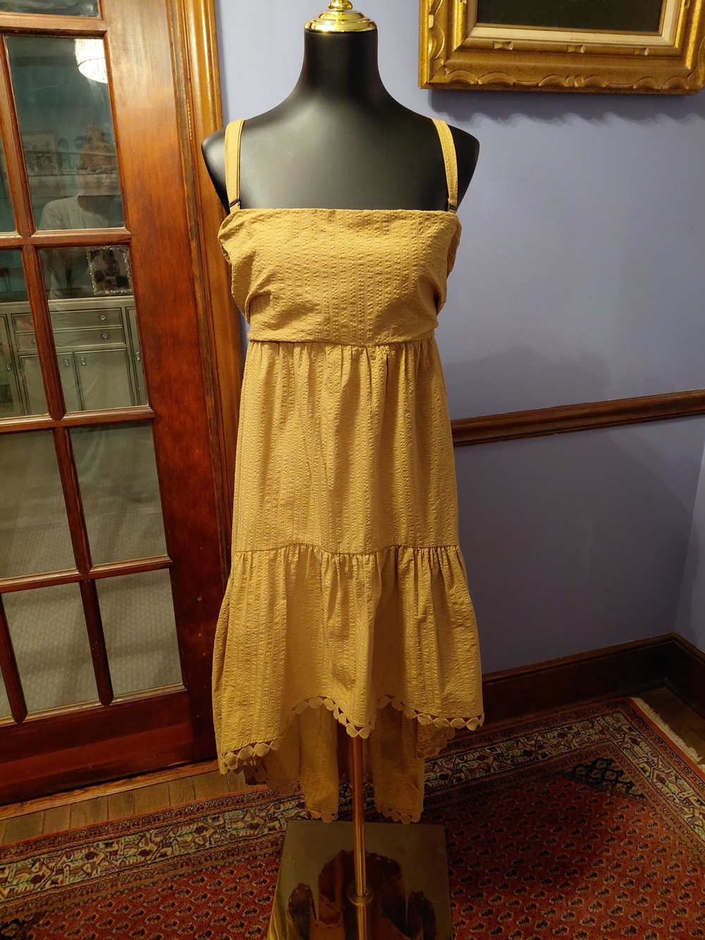 Anthropologie Mustard Tiered High-Low Sundress